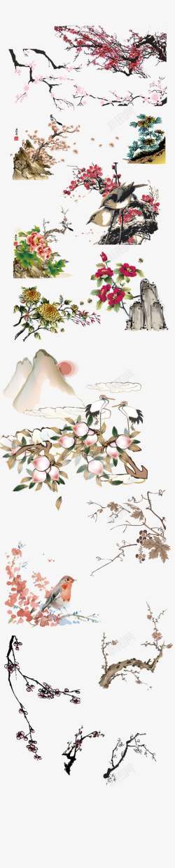桃子海报传统中国风花卉高清图片