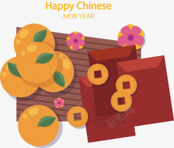 中国春节橘子红包矢量图素材