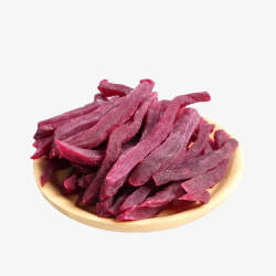 一盘子美味紫薯条紫薯干摄影素材