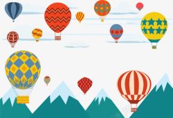 放飞热气球飞跃山河大海的热气球高清图片