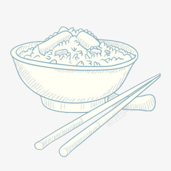 白饭线条手绘白色大米饭高清图片