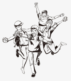 手绘人物插图五四青年节跳跃的学素材