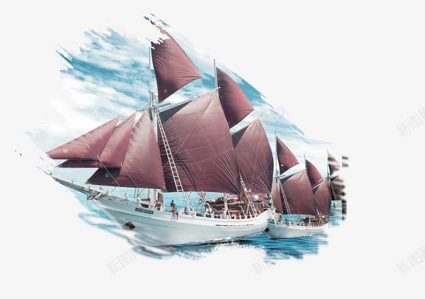 帆船png免抠素材_88icon https://88icon.com 一帆风顺 企业文化 前行 墨迹 帆船 笔触 船