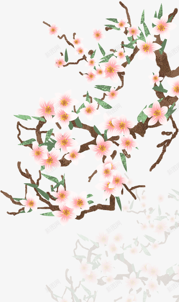 春天手绘桃花花枝png免抠素材_88icon https://88icon.com 手绘插画 春天 桃花 花卉 花枝 装饰图案