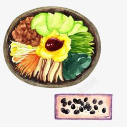 韩式拌饭手绘画片素材
