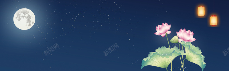 中国复古风中秋节电商banner背景