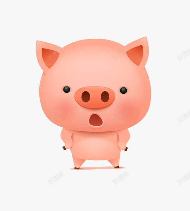 手绘惊讶的小猪图png免抠素材_88icon https://88icon.com 动物 卡通手绘 可爱 呆萌 宠物 小猪 水彩 粉色