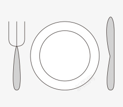 不锈钢西餐刀叉手绘卡通线条餐具高清图片