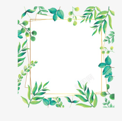 绿色树叶装饰边框矢量图素材