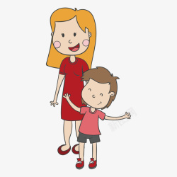 母亲节插画风妈妈和儿子矢量图素材