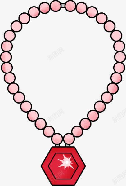 手绘卡通钻石项链png免抠素材_88icon https://88icon.com 珍珠 粉色 红色宝石 项链