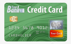 绿色线条通用贷记卡实物素材
