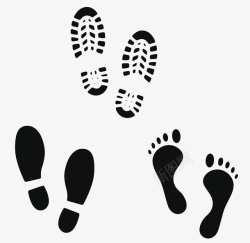 人物脚印黑色脚印和鞋印图标高清图片