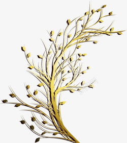 手绘金色树枝矢量图素材