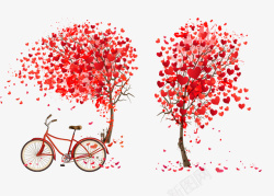 红色樱花树矢量图素材