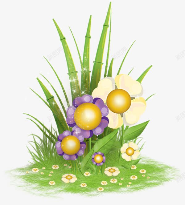 动画卡通野花绿色竹笋png免抠素材_88icon https://88icon.com 卡通小花 卡通植物 小竹子 绿色草丛