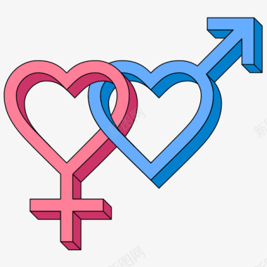 爱心义诊图标卡通立体爱心性别男女标志图标图标