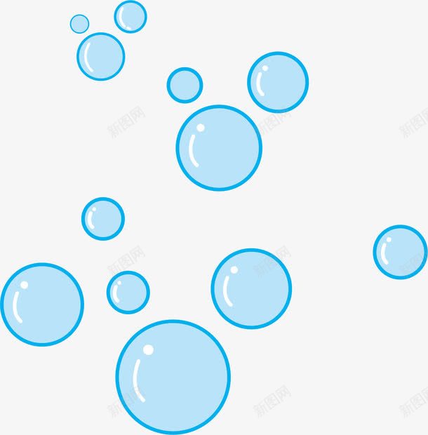 卡通蓝色气泡png免抠素材_88icon https://88icon.com 免抠PNG 卡通 圆圈 气泡 简约 线条 蓝色