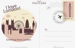 复古风伦敦旅游明信片素材