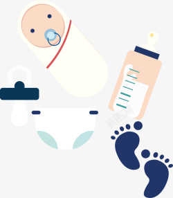 婴儿脚丫手绘母婴用品插画装饰图案矢量图高清图片