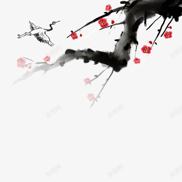 大雁寒梅树枝图png免抠素材_88icon https://88icon.com 大雁 寒梅 树枝 腊梅