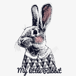 兔子印花兔子胸前印花图案矢量图图标高清图片