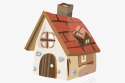 红色砖瓦屋顶的童话小屋素材