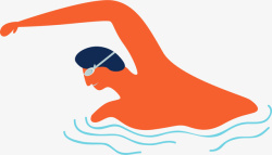 时尚撞色手绘体育运动游泳男子人物插画高清图片
