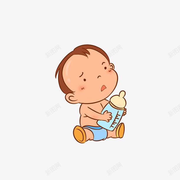 抱着奶瓶疑惑的宝宝png免抠素材_88icon https://88icon.com 卡通手绘 喝奶的宝宝 抱着奶瓶疑惑的宝宝 满脸疑惑的小孩子