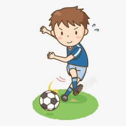 运动员足球手绘卡通人物踢足球的儿童高清图片