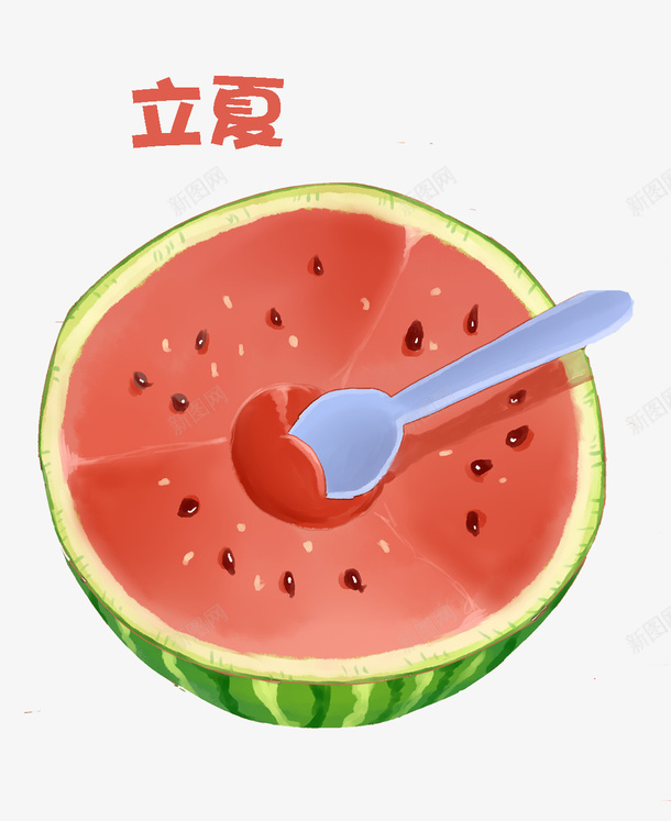 手绘装饰插图立夏节气插画吃西瓜png免抠素材_88icon https://88icon.com 勺子 吃西瓜 手绘 插画 立夏 节气 装饰插图