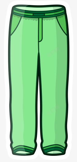 运动裤免扣青绿色卡通运动裤矢量图高清图片