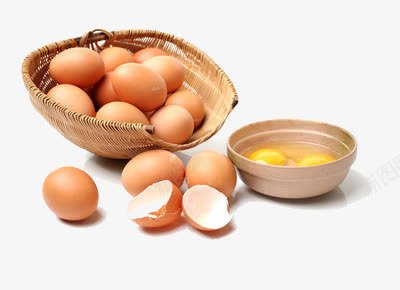 一篮子新鲜鸡蛋png免抠素材_88icon https://88icon.com 打破 蛋白 蛋黄 食品