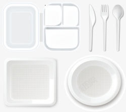 白绿色餐具白色系的餐盘餐具矢量图高清图片