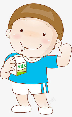 喝牛奶的小男孩素材