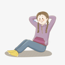 臀部锻炼手绘做仰卧起坐的女孩高清图片