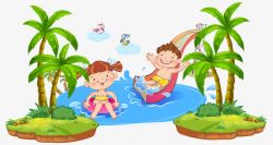 夏日游泳水上玩耍的小孩高清图片