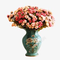 古典花瓶古典蔷薇桌花高清图片