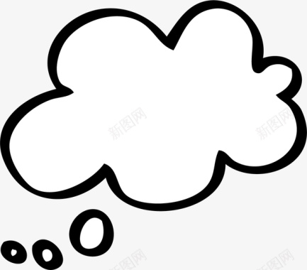 对话框气泡白色气泡手绘云朵图标图标