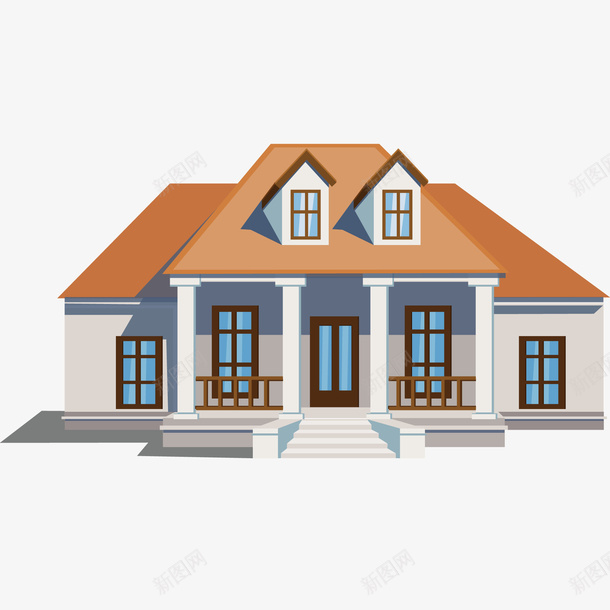 卡通私人住宅矢量图ai免抠素材_88icon https://88icon.com 住宅 别墅 建筑物 房子 房屋 豪宅 矢量图