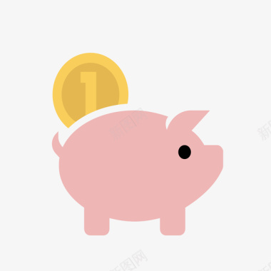 可爱脚印粉红色小猪存钱罐图标图标