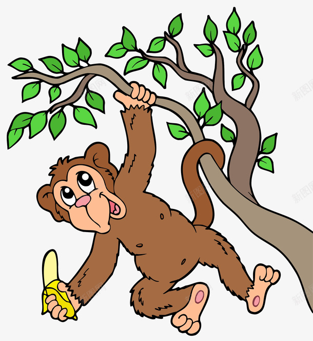 大猩猩挂在树上吃香蕉png免抠素材_88icon https://88icon.com 动物 哺乳动物 大猩猩 有尾巴 活动灵活 爱吃香蕉 猴子 猴子尾巴 略像人 身上有毛