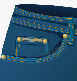 牛仔裤袋子设计图片手绘蓝色牛仔裤口袋高清图片