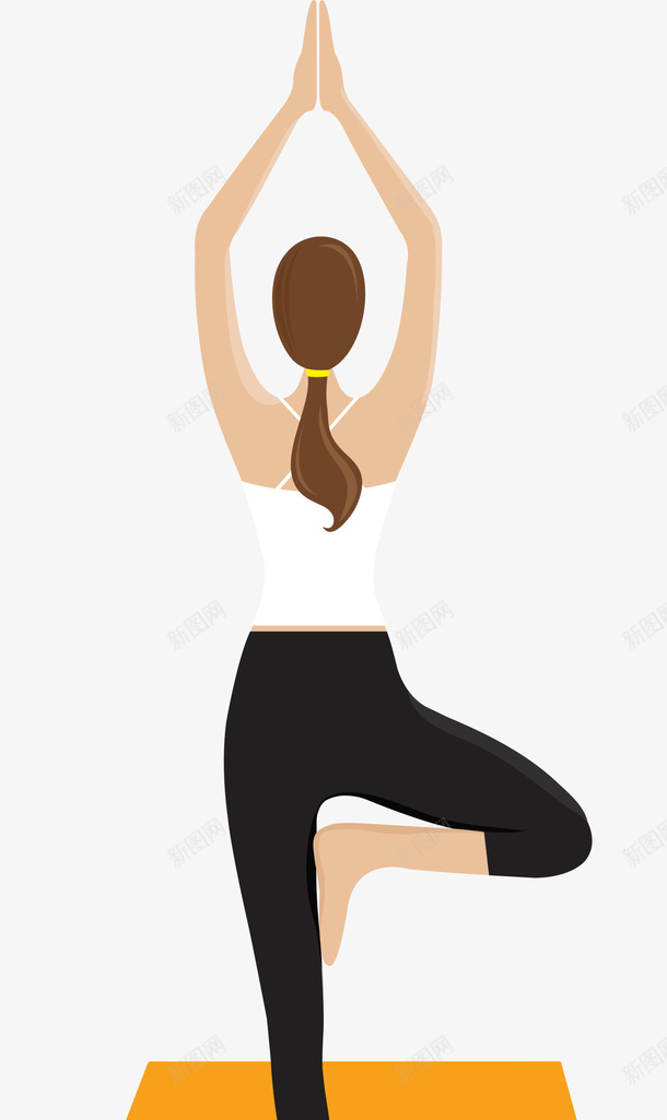 单脚站立的女人背影png免抠素材_88icon https://88icon.com 单脚站立 双手合十 女人背影 树式瑜伽 瑜伽运动 练习瑜伽 锻炼