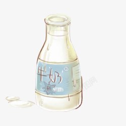 白色蛋白牛奶瓶手绘画片高清图片