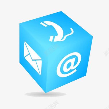 电子邮件蓝色立方体图标图标