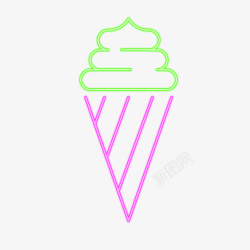 霓虹灯冰淇淋店的招牌矢量图素材