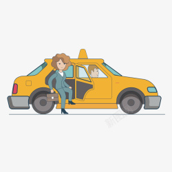 计程车黄色出租车扁平化插图矢量图高清图片