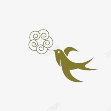 燕子免扣PNG燕子叼花的图案标志图标图标