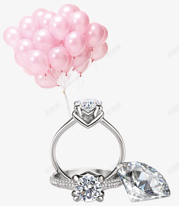 钻戒元素psd免抠素材_88icon https://88icon.com 炫酷 珠宝 粉色气球 钻戒